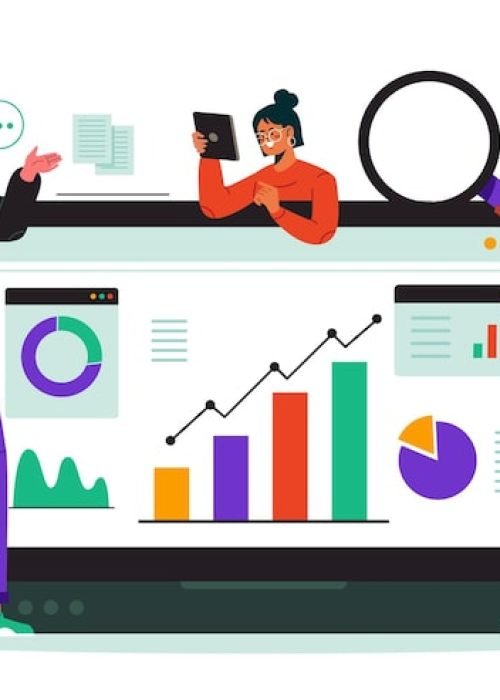 hand-drawn-people-gathering-data-with-device_23-2149164337